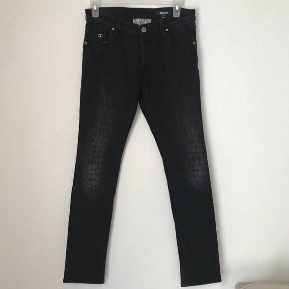 Authentic Just Cavalli Reptile Black Jeans